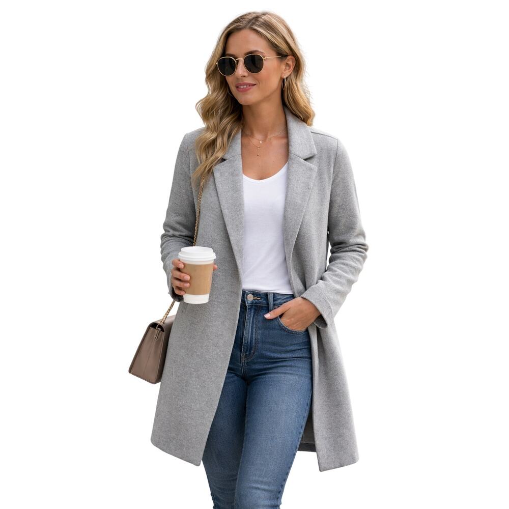 Joie Gray Coat Jacket Blazer Medium Open Front Minimalist Spring Quiet Luxury